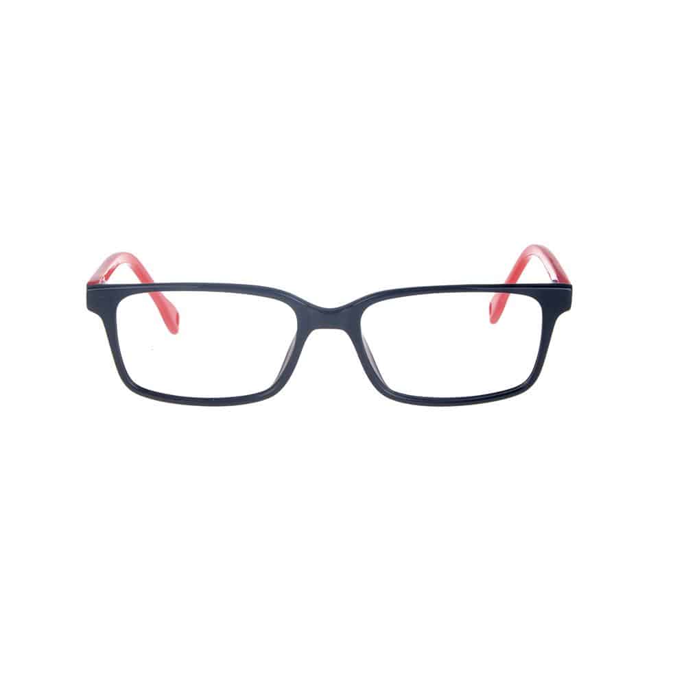 Gafas de ver con montura de pasta en color azul marino y patillas en color rojo