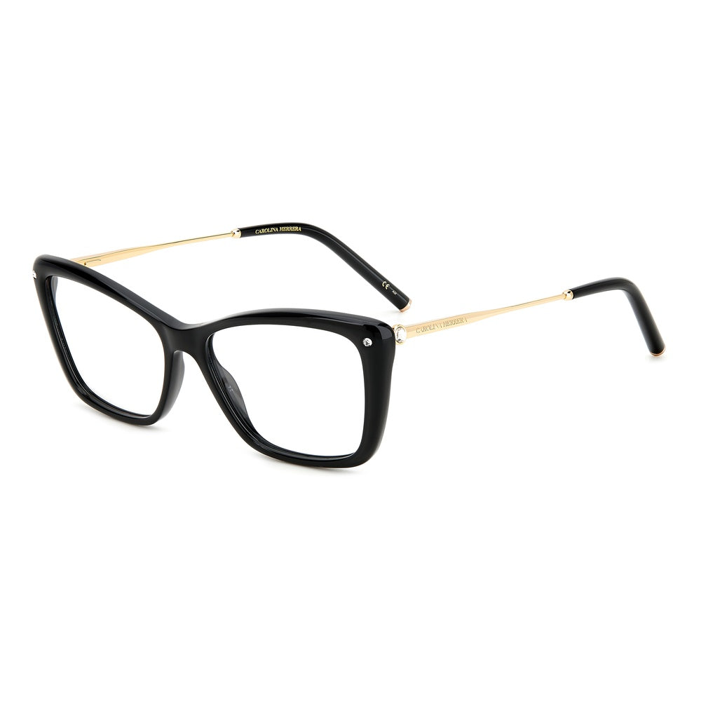 Gafas de vista Carolina Herrera femeninas, estilo rectangular, montura de acetato, color de montura negro, color de lente transparente y calibre 55 mm - Envío 24/48 horas en España - Her 0155 807
