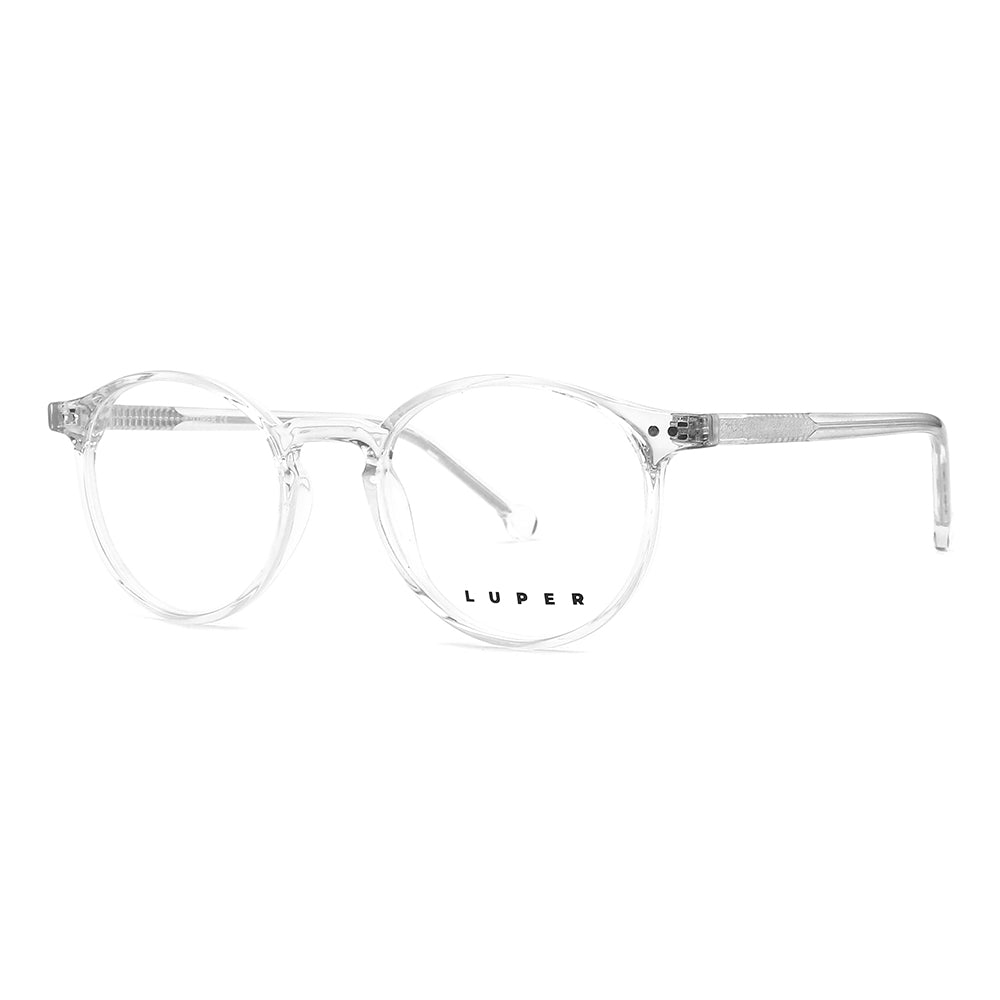 Vista lateral gafa graduada marca Luper modelo Los Cuarteros color transparente
