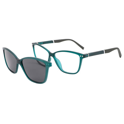 Vista lateral gafa graduada marca LUPER modelo Ricardo Gil color verde clip magnético